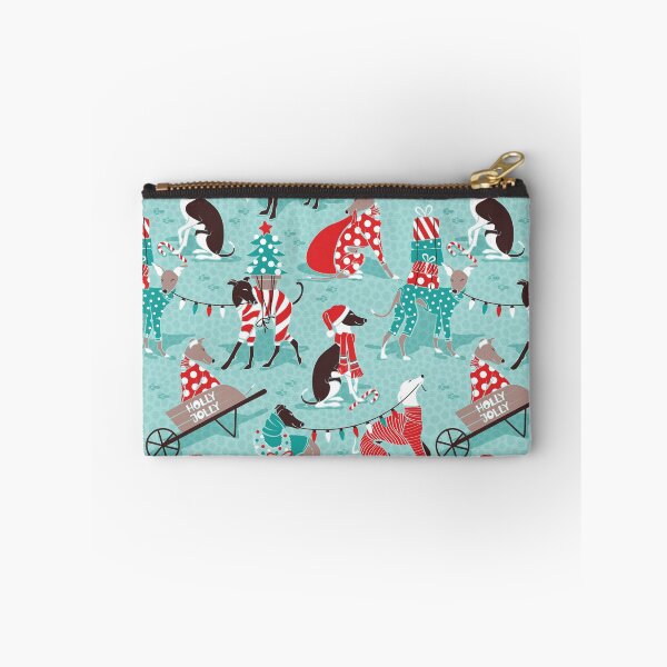 Item preview, Greyhounds Christmas dogwalk // aqua background designed and sold by SelmaCardoso.