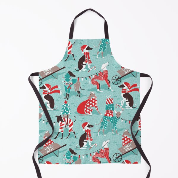 Item preview, Greyhounds Christmas dogwalk // aqua background designed and sold by SelmaCardoso.