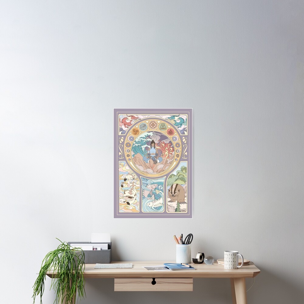 Avatar Korra and Original Benders, Art Nouveau Poster