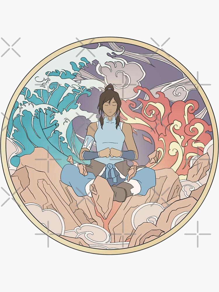 Thumbnail 3 of 3, Sticker, Avatar Korra and Elements Design designed and sold by iypuff123.