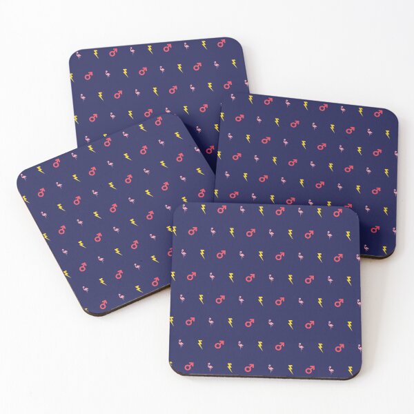 Item preview, Lightning Bolt, Male Symbol and Flamingo Pattern - Navy designed and sold by TheDesignIgloo.
