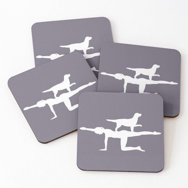 Item preview, dog on person doing yoga gift designed and sold by CareShare Design.