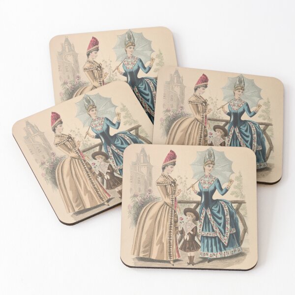 Item preview, Vintage Victorian French Fashion Plate - Two ladies and a girl having a walk in the Loire castle region designed and sold by Vintage-TM.
