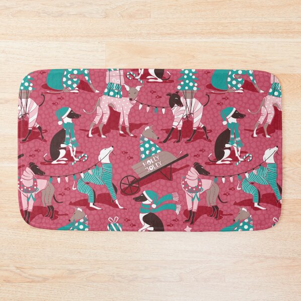 Item preview, Greyhounds Christmas dogwalk // red background designed and sold by SelmaCardoso.