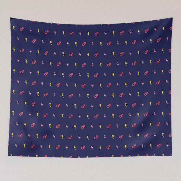 Item preview, Lightning Bolt, Male Symbol and Flamingo Pattern - Navy designed and sold by TheDesignIgloo.