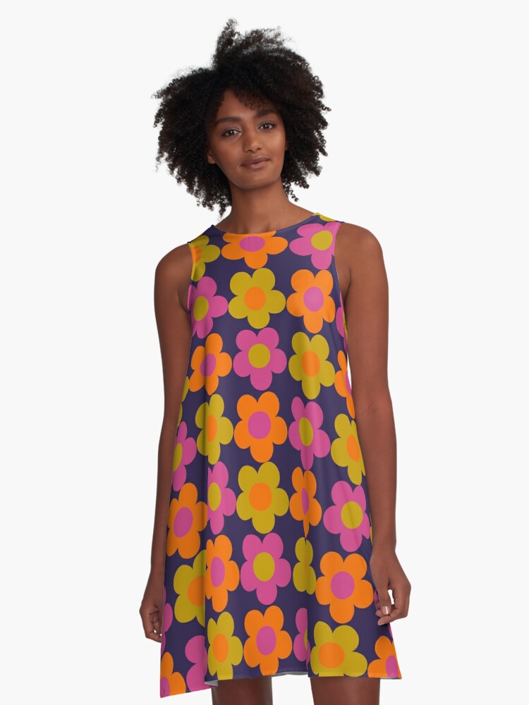 1960s 60s flowers Power Daisy Pattern | A-Line Dress