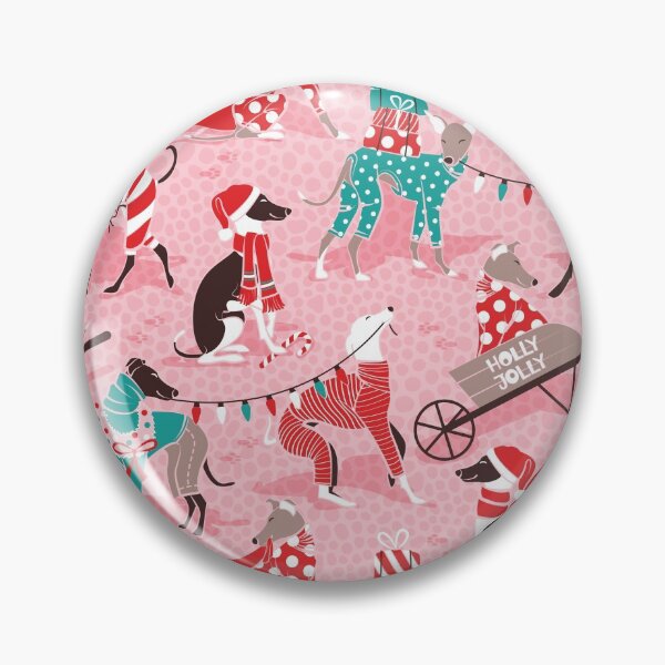 Item preview, Greyhounds Christmas dogwalk // pink background designed and sold by SelmaCardoso.