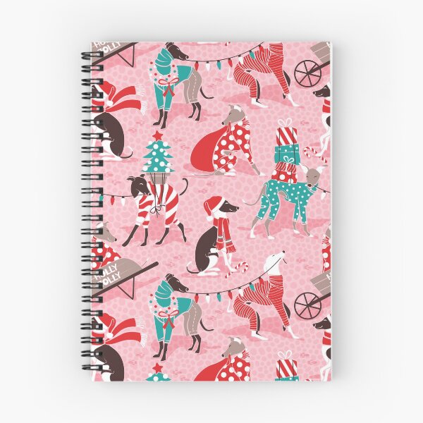 Item preview, Greyhounds Christmas dogwalk // pink background designed and sold by SelmaCardoso.