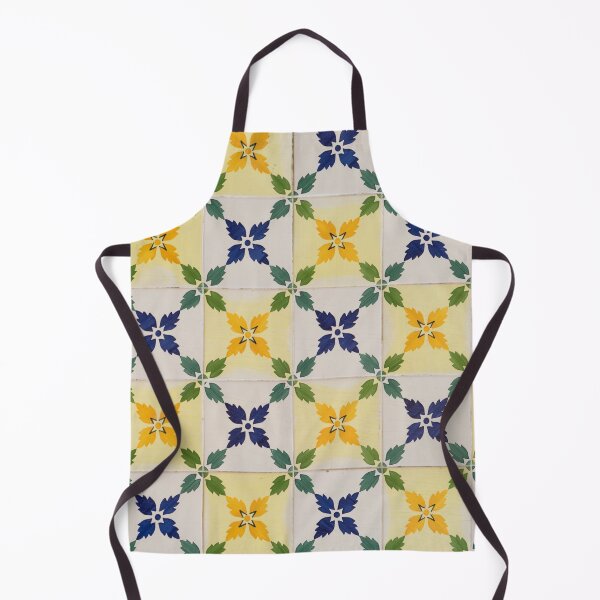 Item preview, Painted Patterns - Floral Azulejo Tiles in Green Blue and Yellow designed and sold by Georgia Mizuleva.