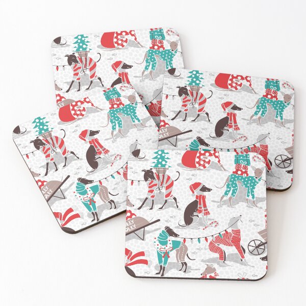 Item preview, Greyhounds Christmas dogwalk // white background designed and sold by SelmaCardoso.