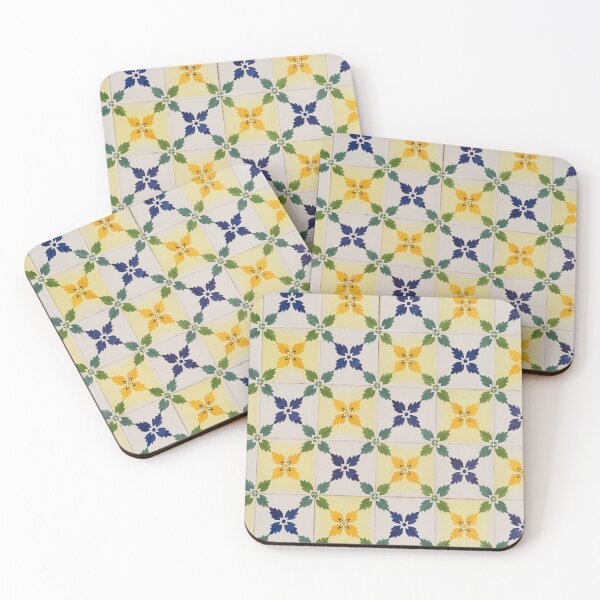 Item preview, Painted Patterns - Floral Azulejo Tiles in Green Blue and Yellow - Horizontal Variant designed and sold by Georgia Mizuleva.