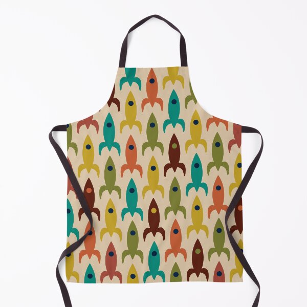 Item preview, Mid-Century Modern Rocket Ships - Colorful Space Age Atomic Era Aerospace Pattern in Teal, Olive, Mustard, Orange, and Beige designed and sold by kierkegaard.