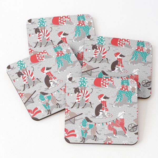 Item preview, Greyhounds Christmas dogwalk // grey background designed and sold by SelmaCardoso.