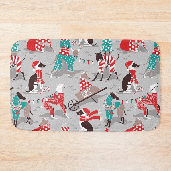 Item preview, Greyhounds Christmas dogwalk // grey background designed and sold by SelmaCardoso.