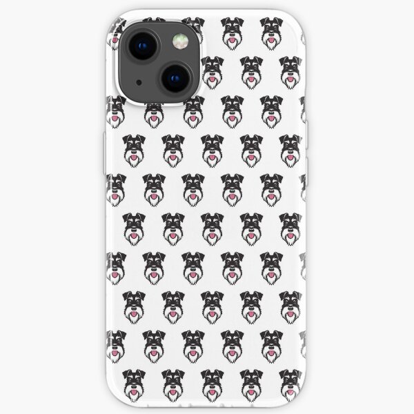 Silver & Black schnauzer repeat pattern iPhone Soft Case