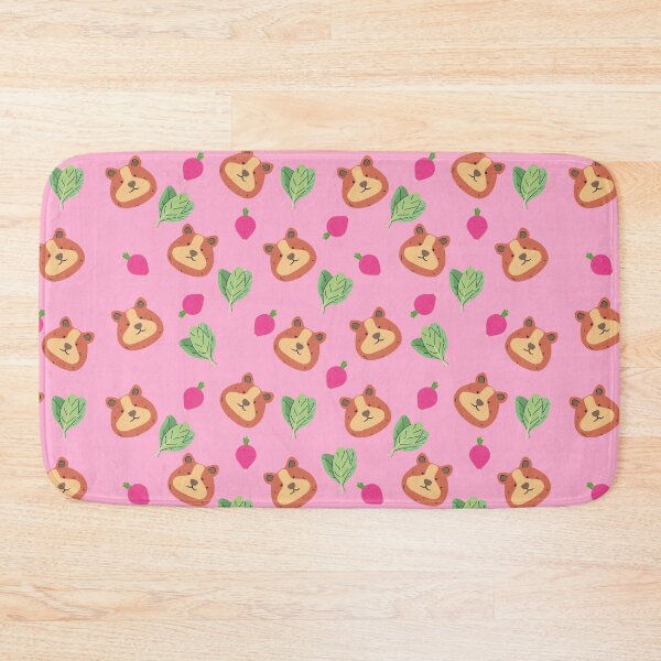 Item preview, Adorable Pink Guinea Pig Eating Beets and Leaves Pattern designed and sold by conceptDVS.