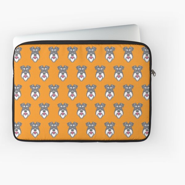 Salt & Pepper schnauzer pattern on orange background Laptop Sleeve
