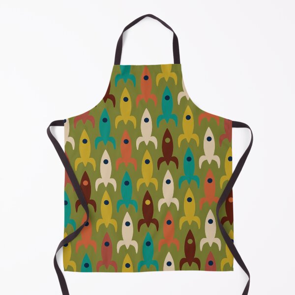Item preview, Mid-Century Modern Rocket Ships - Colorful Space Age Atomic Era Aerospace Pattern in Teal, Mustard, Orange, and Olive designed and sold by kierkegaard.