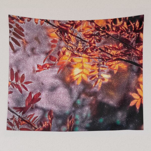 Item preview, Golden leaves with purple starry background designed and sold by SulkaCreative.