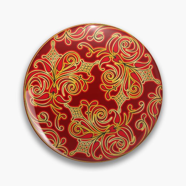 Item preview, Red Ethnic traditional Russian floral pattern in hohloma style designed and sold by MindMirror.