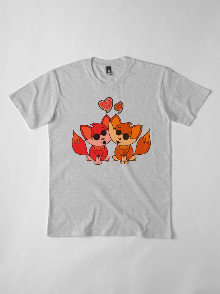 Alternate view of Cute Cool Foxes Couple Orange Premium T-Shirt