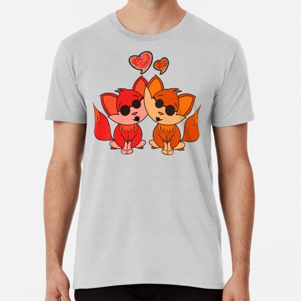 Cute Cool Foxes Couple Orange Premium T-Shirt