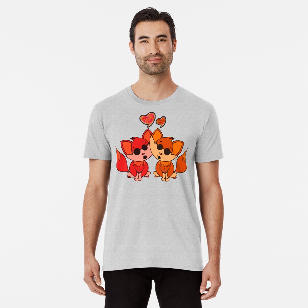 Cute Cool Foxes Couple Orange Premium T-Shirt