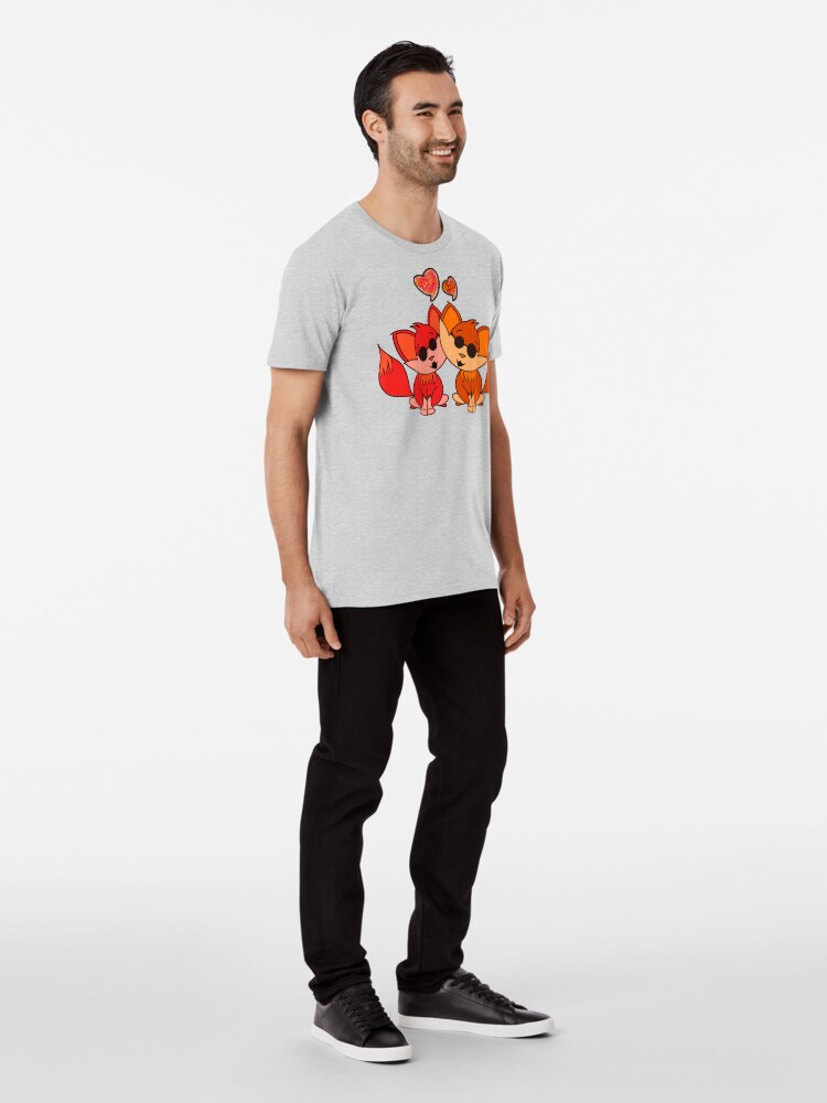 Alternate view of Cute Cool Foxes Couple Orange Premium T-Shirt