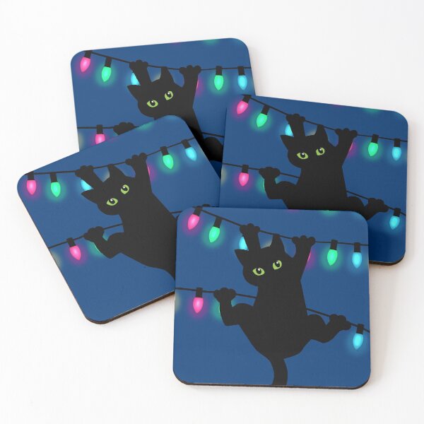 Item preview, Naughty Kitten Hanging from Christmas Lights designed and sold by Scat the cat.