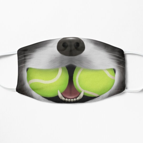Border Collie Sheepdog with 2 Tennis Balls Flat Mask