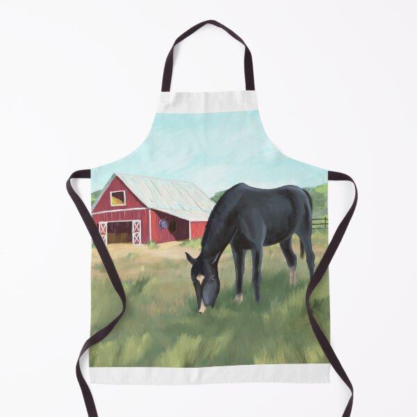 Item preview, Horse grazing pasture by barn designed and sold by DOODL.