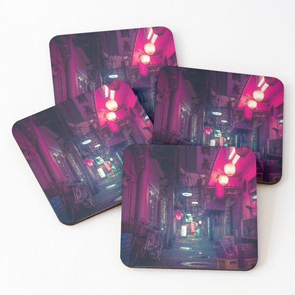 Item preview, Synthwave Tokyo Neon Underworld Red Lantern in narrow dark alley designed and sold by TokyoLuv.