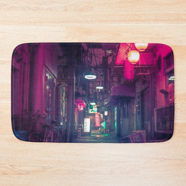 Item preview, Synthwave Tokyo Neon Underworld Red Lantern in narrow dark alley designed and sold by TokyoLuv.