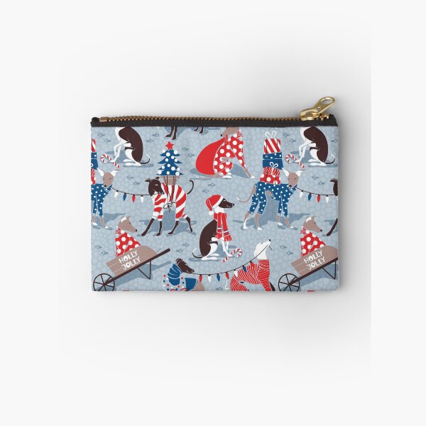Item preview, Greyhounds Christmas dogwalk // pastel blue background designed and sold by SelmaCardoso.