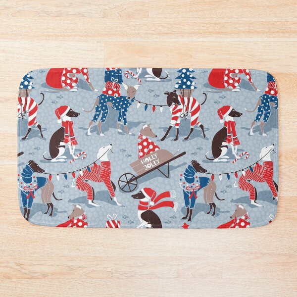 Item preview, Greyhounds Christmas dogwalk // pastel blue background designed and sold by SelmaCardoso.