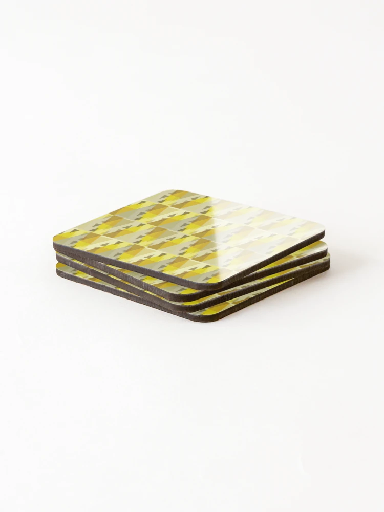 Thumbnail 4 of 5, Coasters (Set of 4), Vertical Triangles Pattern – Yellow designed and sold by RoguePatterns.