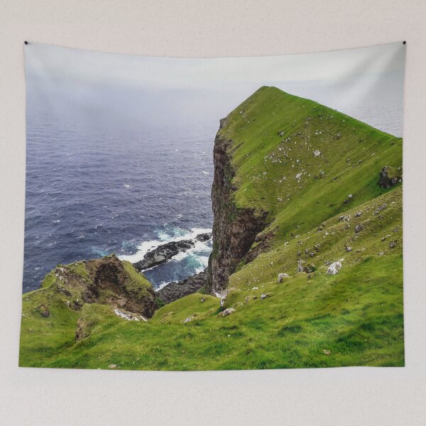 Item preview, Rock by the ocean Fog Sea view Faroe Islands designed and sold by Tanja Dianova.