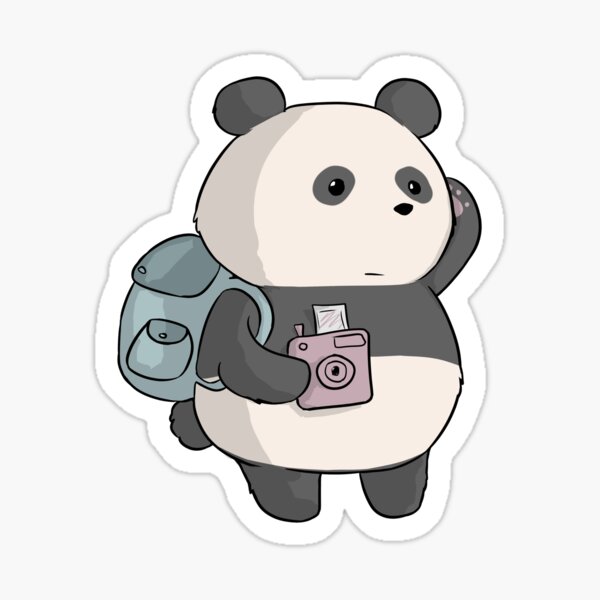 Item preview, Traveler Panda with camera and backpack - Ponpon Panda designed and sold by Hito-desu.