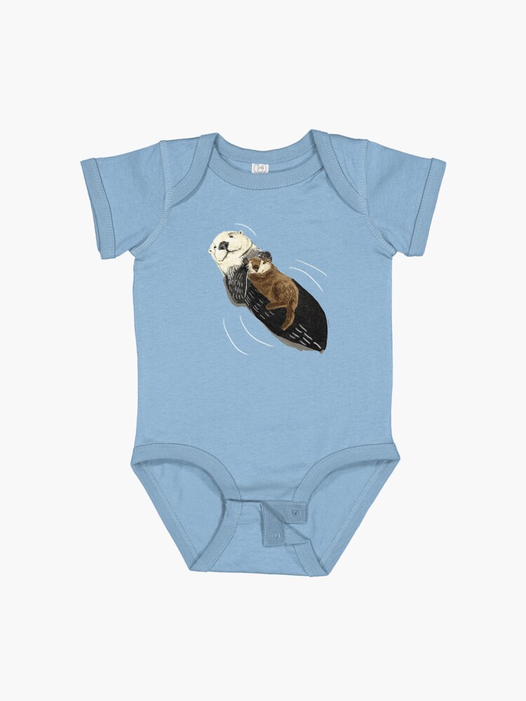 Thumbnail 1 of 2, Baby One-Piece, Alaska sea otter mom and baby designed and sold by belettelepink.