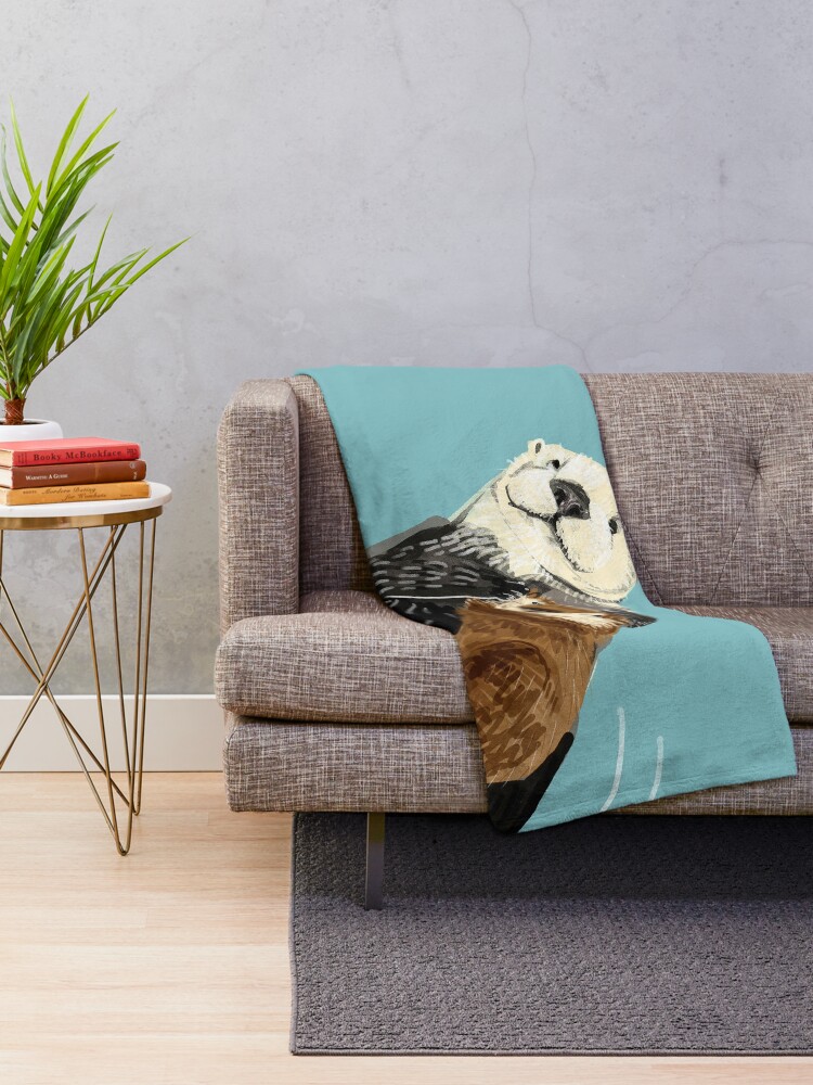 Alternate view of Alaska sea otter Throw Blanket
