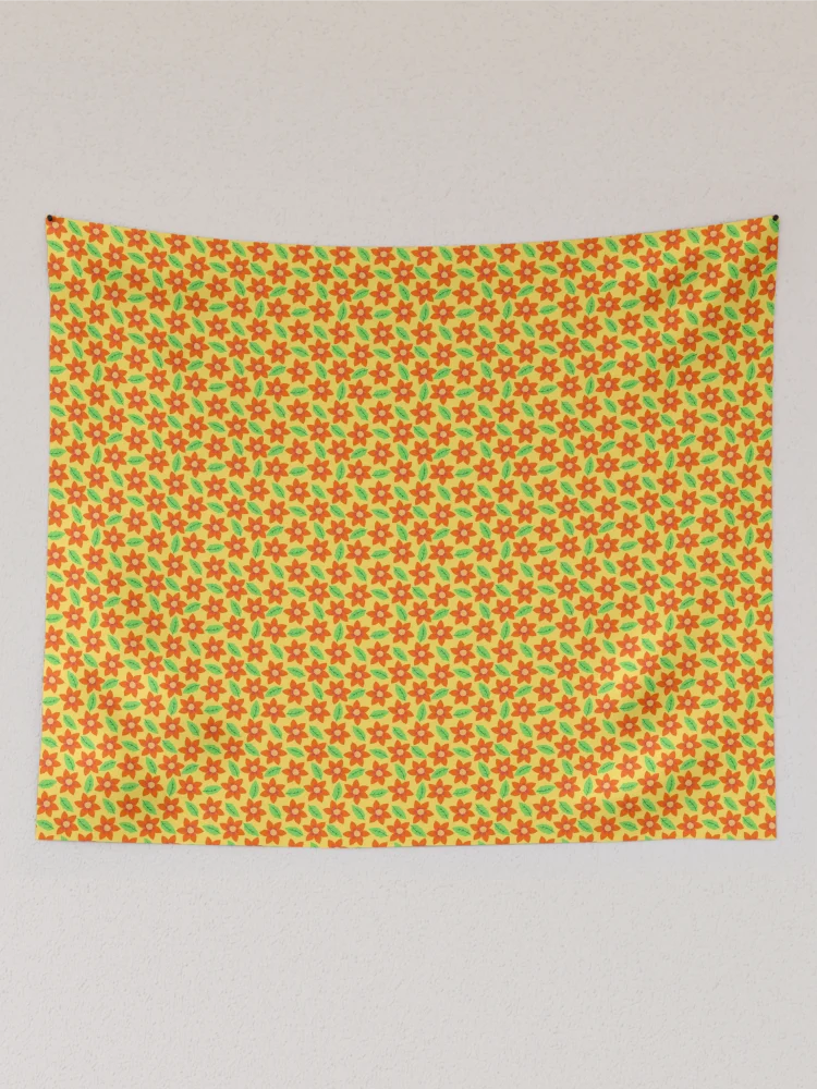 Thumbnail 2 of 3, Tapestry, Orange Floral Pattern designed and sold by DesignCodeStore.