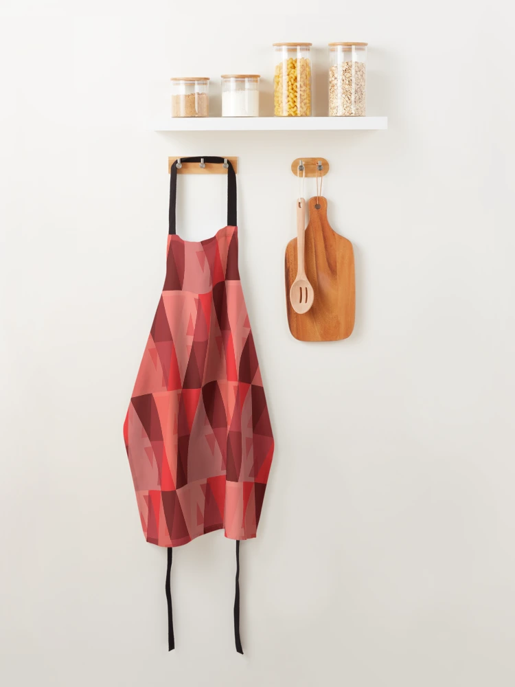 Thumbnail 4 of 6, Apron, Vertical Triangles Pattern – Red designed and sold by RoguePatterns.