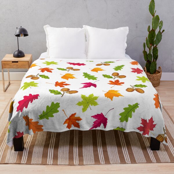 Item preview, Orange, pink, yellow and green leaves pattern on white background designed and sold by KamTamDesigns11.