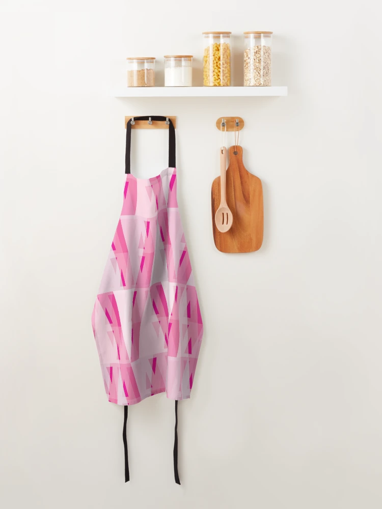 Thumbnail 4 of 6, Apron, Vertical Triangles Pattern – Pink designed and sold by RoguePatterns.