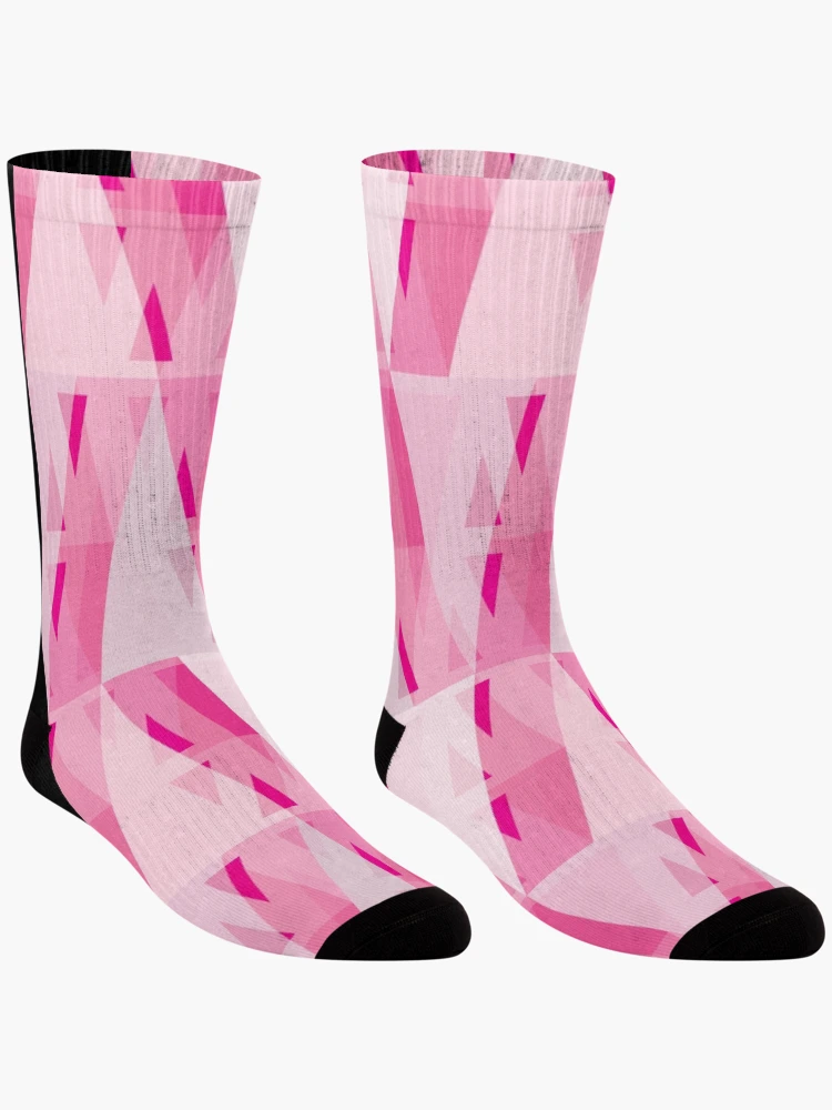Thumbnail 3 of 5, Socks, Vertical Triangles Pattern – Pink designed and sold by RoguePatterns.