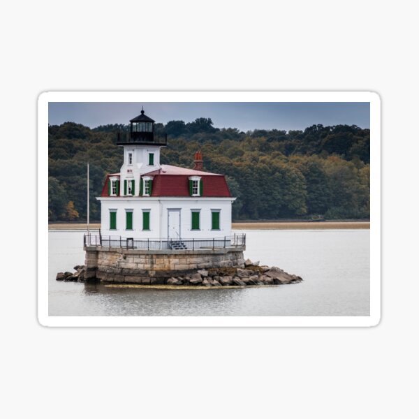 Esopus Meadows Lighthouse on the Hudson River, Esopus, NY, in early fall Sticker