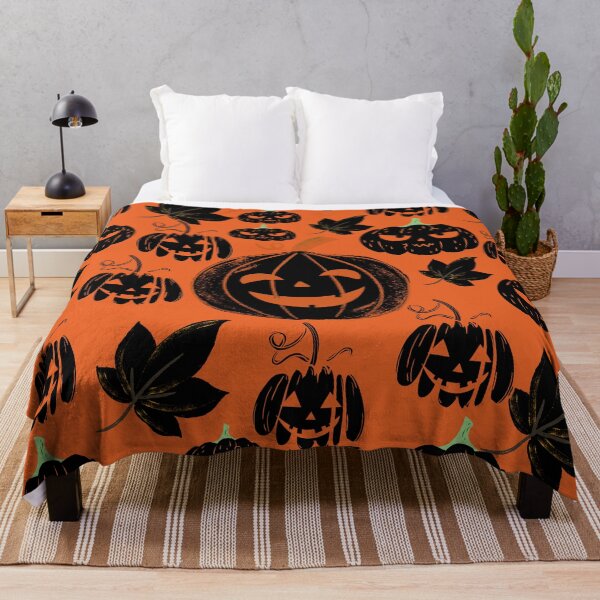 Item preview, Halloween cute pumpkin and leaf pattern in black and orange color designed and sold by Apoorv Choudhary.