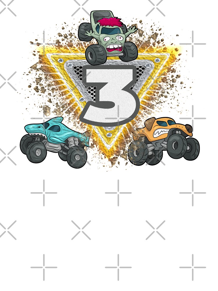 Kids Monster Trucks 3rd Birthday Party Shirt Three Years Kids Monster Trucks 3rd Birthday Party Shirt Three Years
