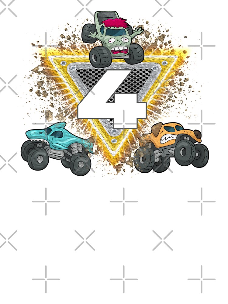 Kids Monster Trucks 4th Birthday Party Shirt Four Years Kids Monster Trucks 4th Birthday Party Shirt Four Years