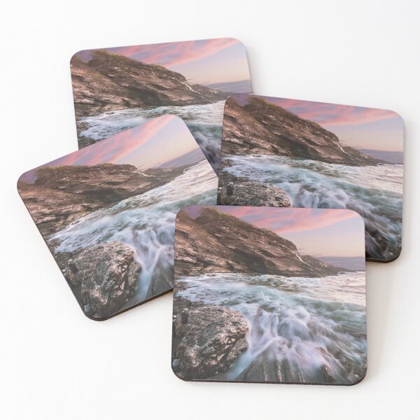 Item preview, rushing waves against rock on beach in Jamestown, Rhode Island designed and sold by J. S. Wolf Photography.